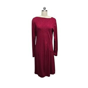 Horny Toad Womens Large Burgundy Red Tencel Organic Cotton Long Sleeve Dress